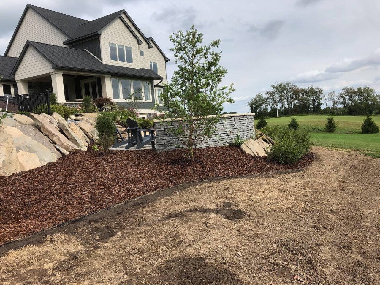 Fire Pit and Stairs - Davis Landscaping